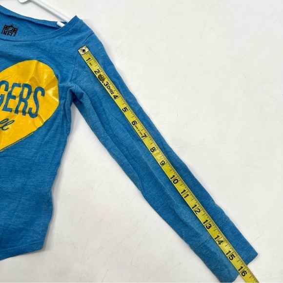 NFL CHARGER'S Girl's Powder Blue & Yellow Heart Long Sleeve Graphic Tee Size XS - Picture 10 of 10